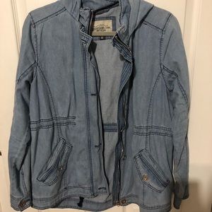 Soft denim hooded jacket